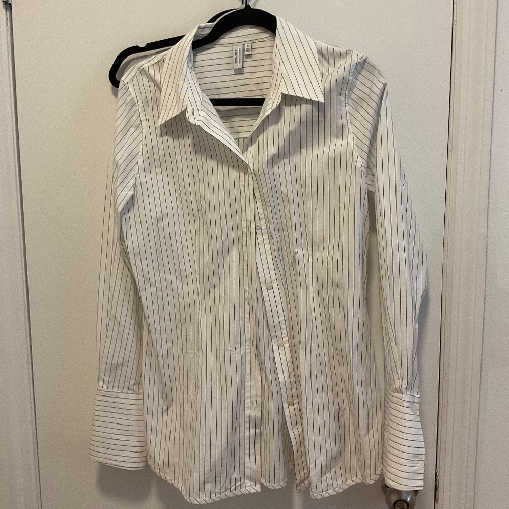 & Other Stories Black and White Stripe Oversized Button Down Size 8